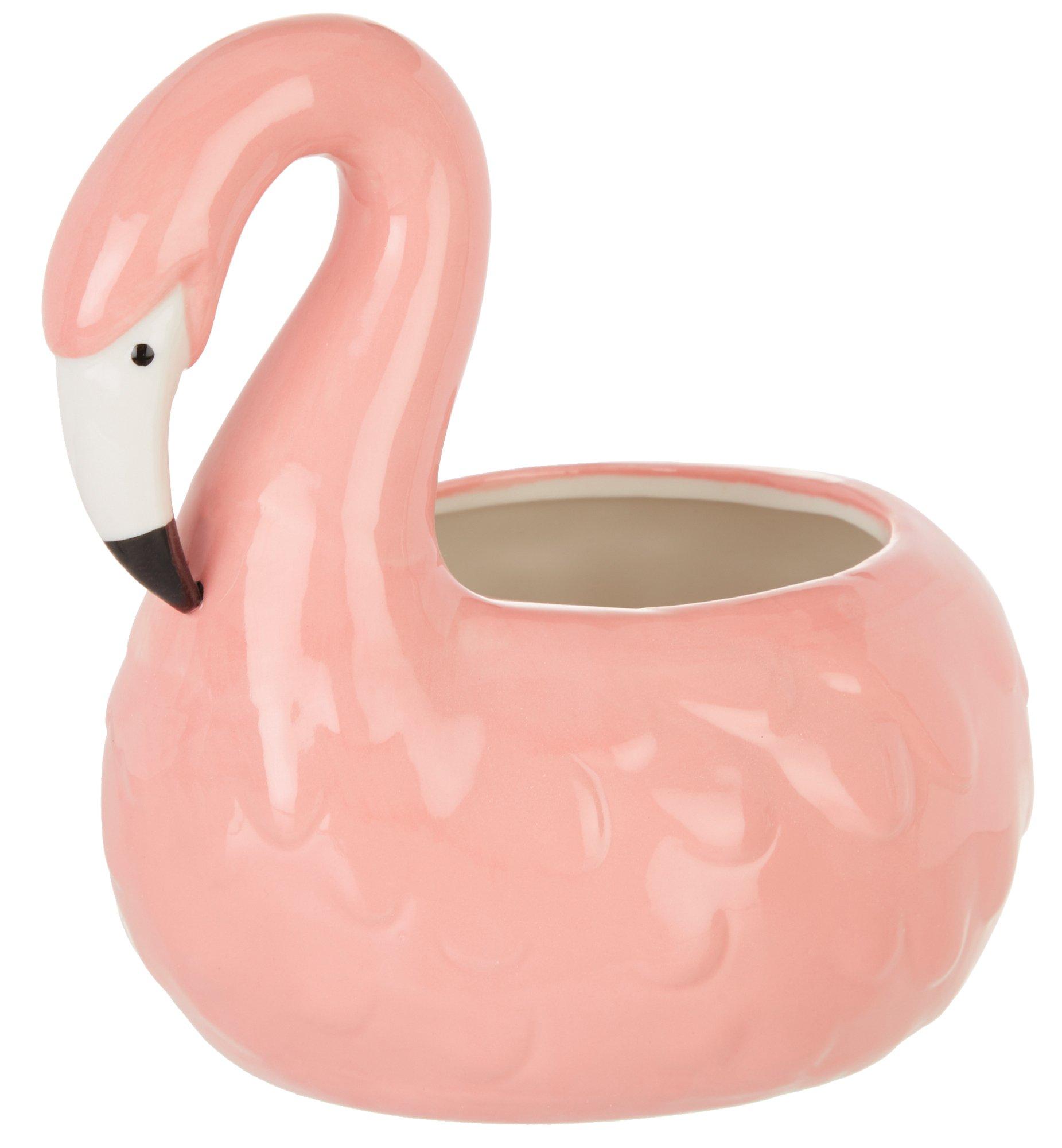 7 In. Flamingo Ceramic Planter