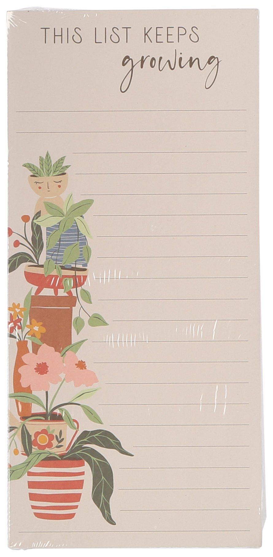 Plant Print Long Magnetic Lined Note Pad