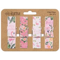 4-Pc. Flamingo Flower Sayings Chip Clip Set