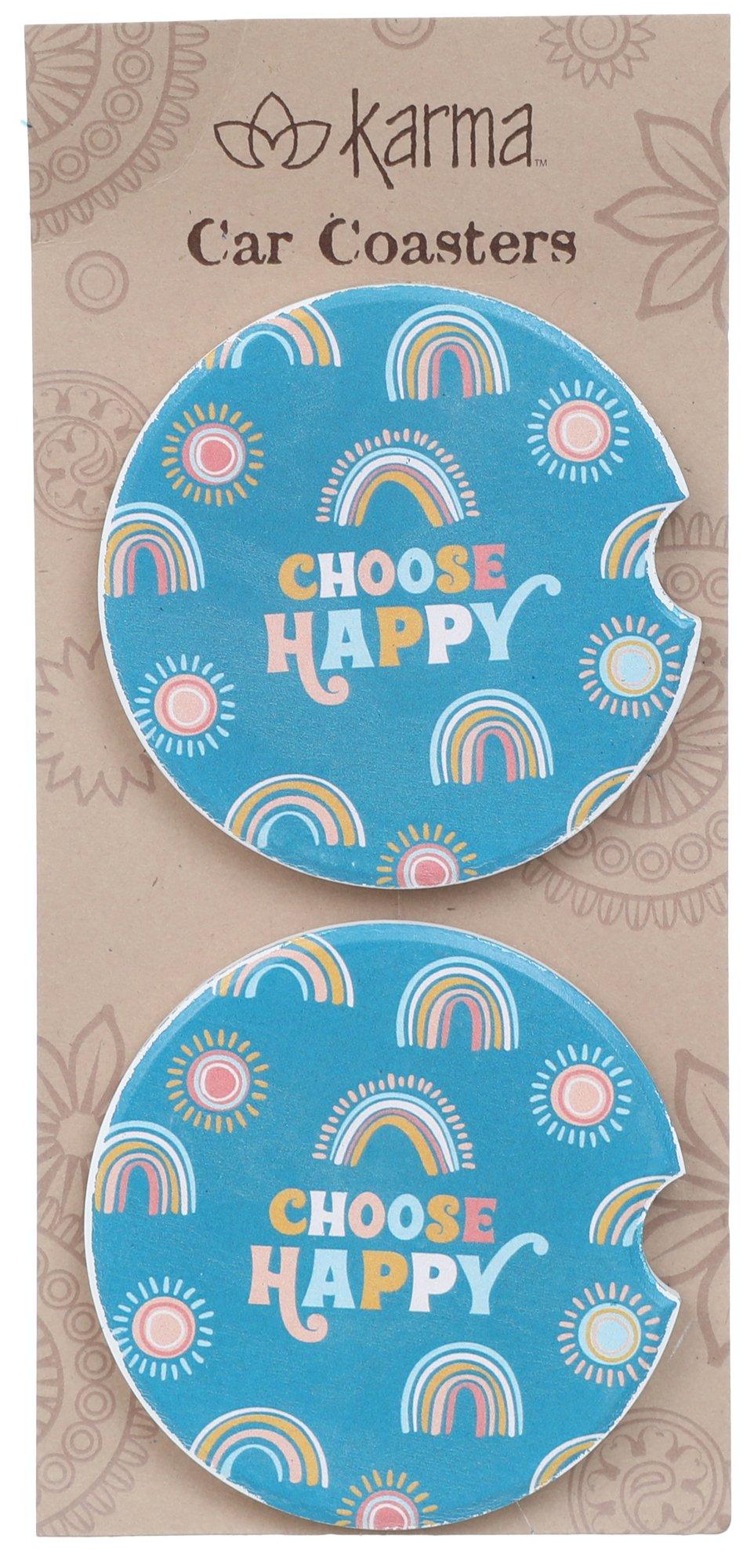 Karma 2-Pc. Rainbow Choose Happy Car Coaster Set