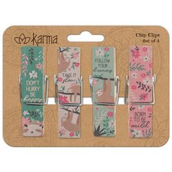 Karma 4-Pc. Sloth Flower Sayings Chip Clip Set