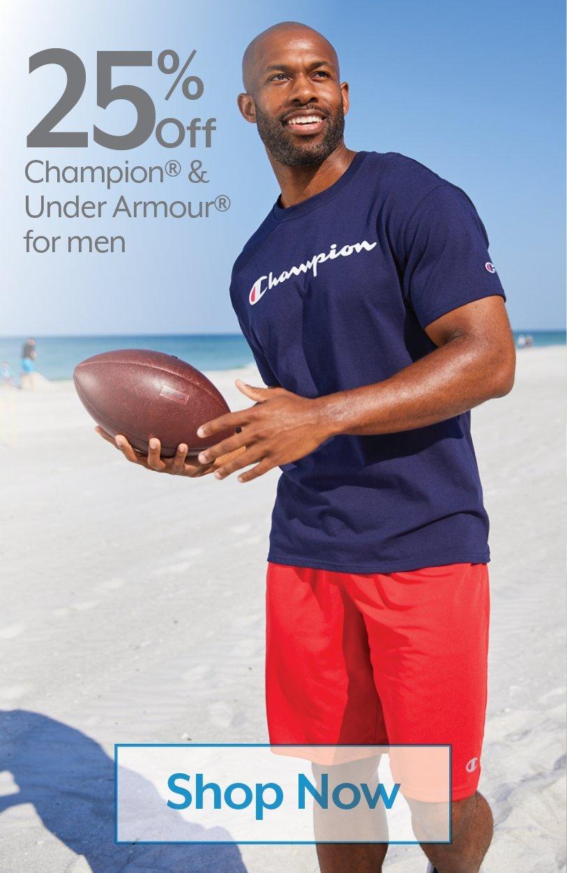 25% off Champion®️ & Under Armour®️ for men