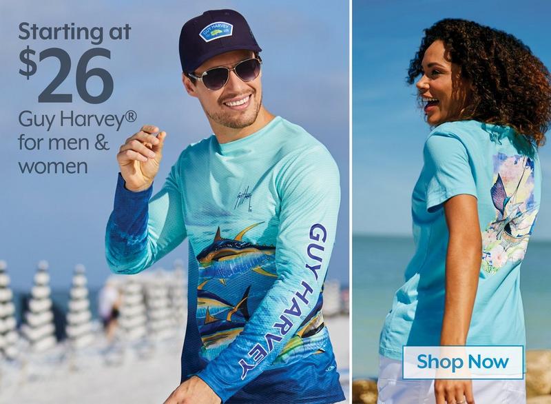 STARTING AT $26 Guy Harvey for men & women