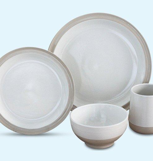 16-piece Grayden Beige and white Dinnerware Set