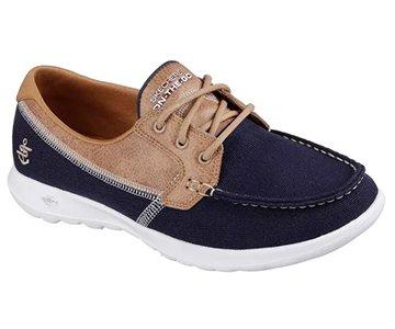 Skechers Navy Blue/Tan OTG Go Lite Coral Boat Shoes