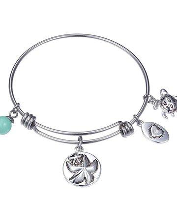 Wish Upon A Starfish Silver Bangle Bracelet