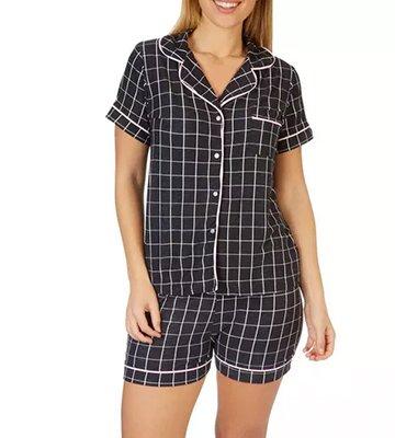 Womens Checkered Print Pajama Short Set