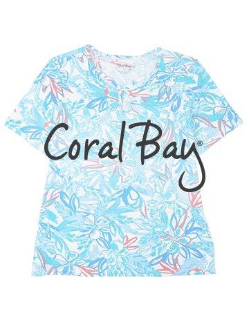 Coral Bay Petite Keyhole Short Sleeve Top