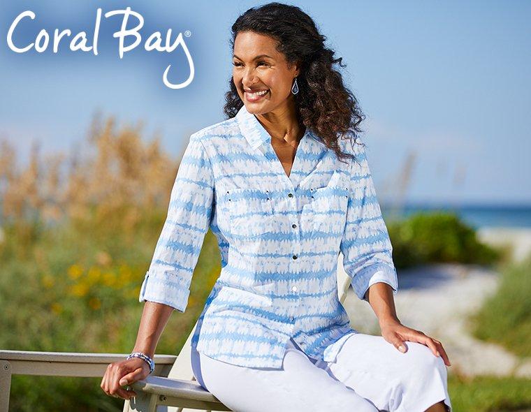 Coral Bay Striped Button Down Long Sleeve Top