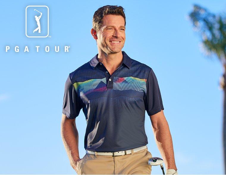 PGA tour Mens Contrast Ombre Polo Shirt
