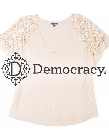 Democracy  Plus Shell Crocheted Short Sleeve Top
