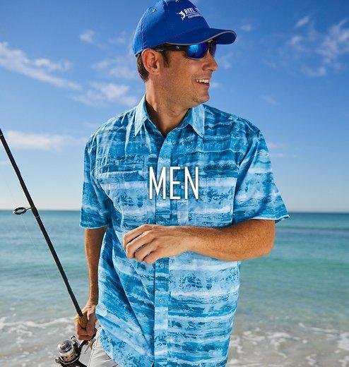 Reel Legends, Shirts, Reel Legends Mens Tan Fishing Print Button Down  Shirt Large