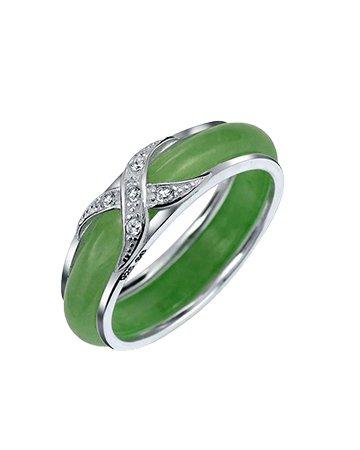 Green Jade Cubic Zirconia Cross Ring