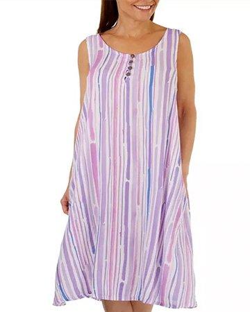 Plus Vertical Stripes Midi Dress