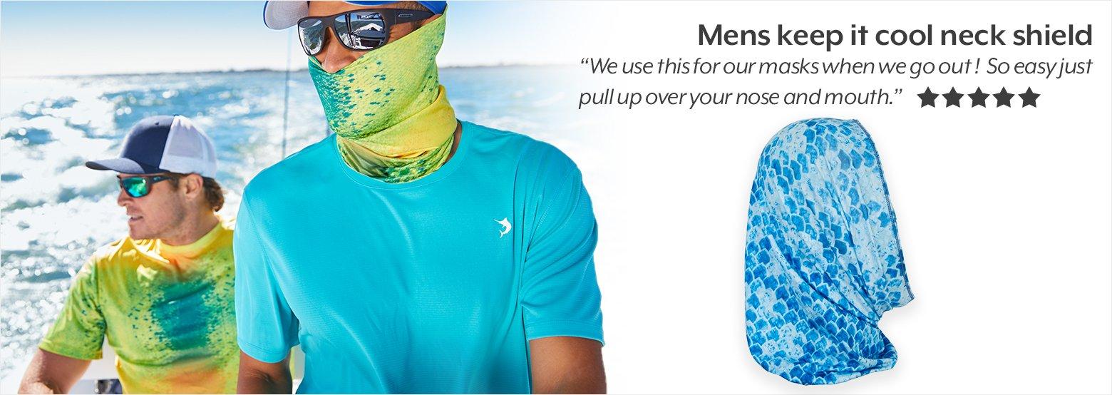 Mens Keep it cool Neck shield. "We use this for our masks when we go out ! So easy just pull up over your nose and mouth."