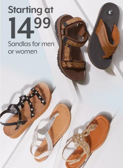 STARTING AT 14.99 Sandals for men & women