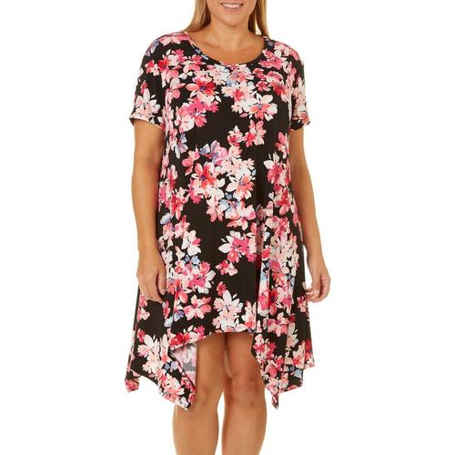 Floral Handkerchief Hem Dress