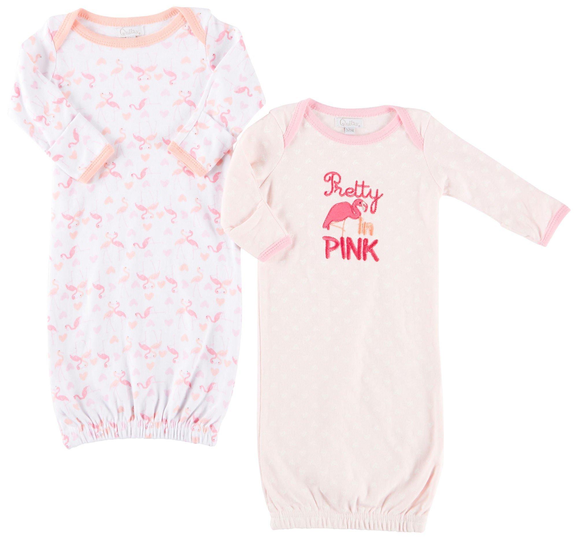 Quiltex Baby Girls  Pk Pretty Pink Flamingo Sleeper Gowns